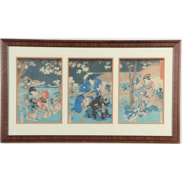 framed-japanese-woodblock-triptych