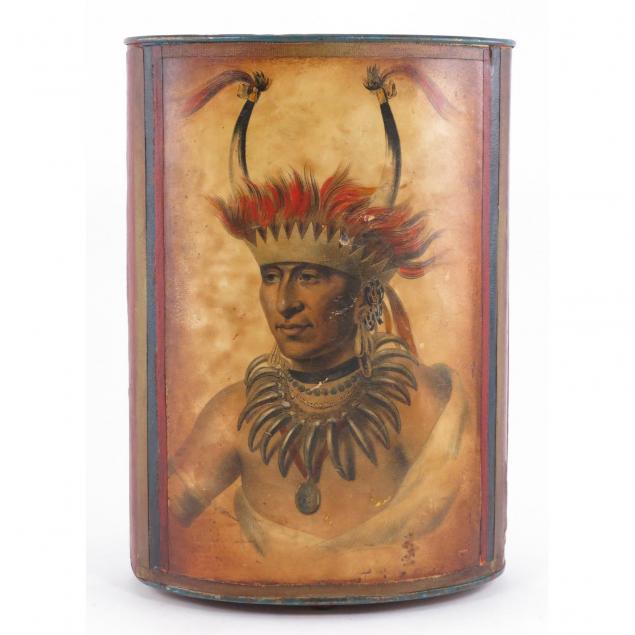 vintage-tin-wastebasket-with-native-american-lithograph