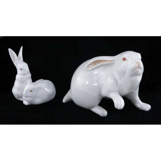 two-herend-porcelain-rabbit-figures
