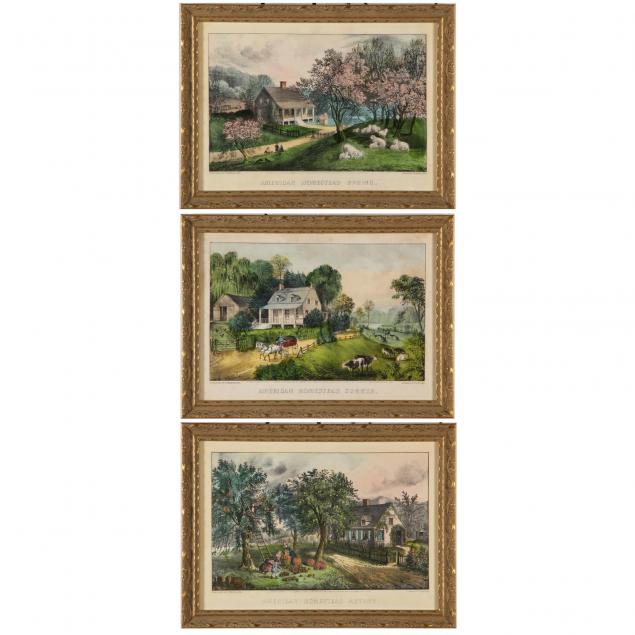 three-currier-ives-american-homestead-lithographs