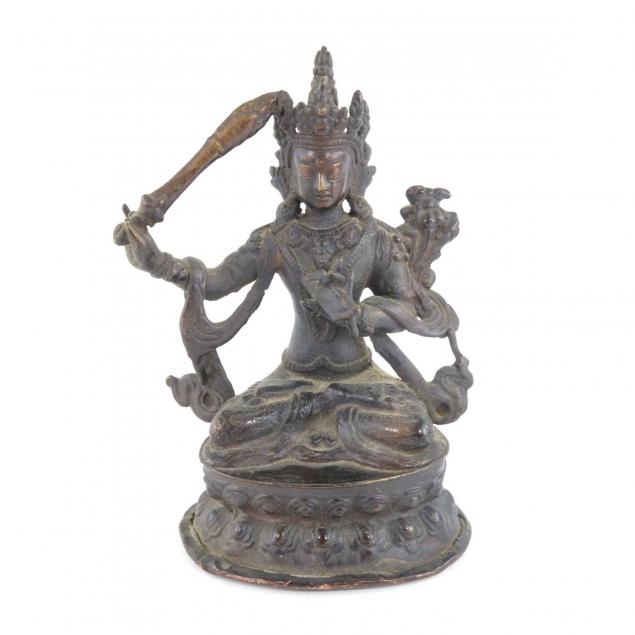 asian-cast-bronze-figure-of-manjusri