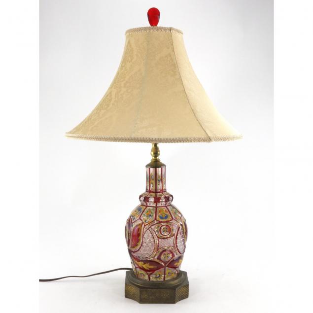 antique-bohemian-enameled-decorated-glass-table-lamp