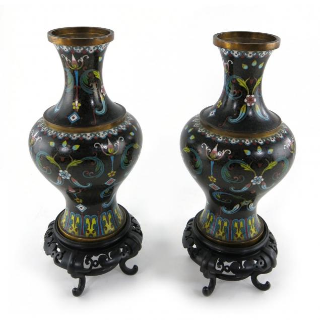 pair-of-cloisonne-vases-on-hardwood-stands