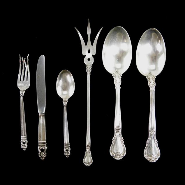 group-of-sterling-silver-flatware