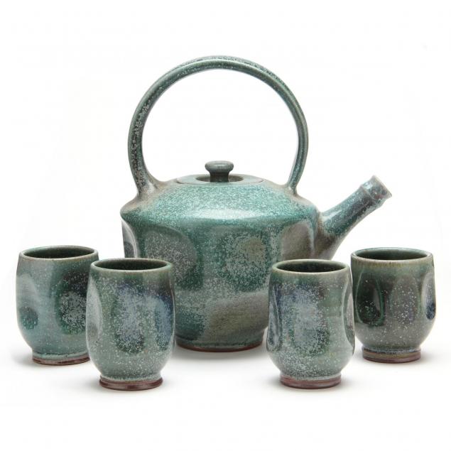 nc-pottery-ben-owen-iii-teapot-and-mugs-set
