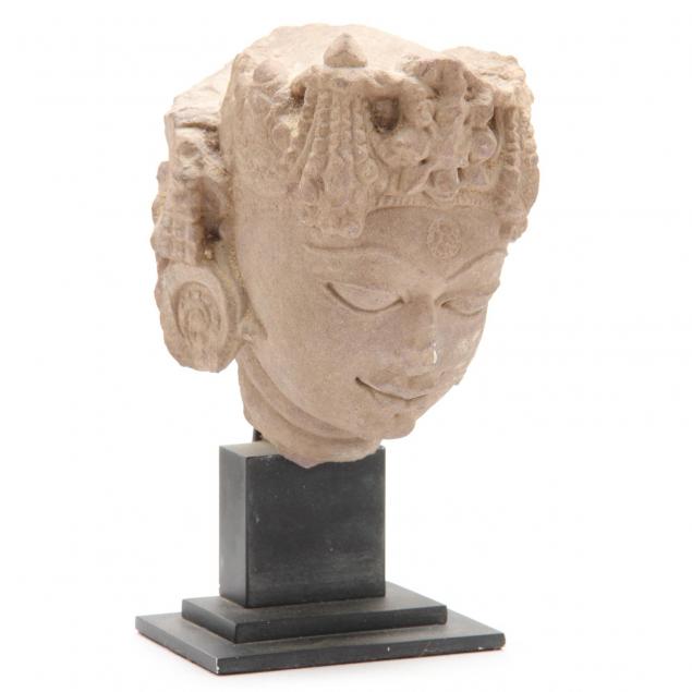 india-rajasthan-red-sandstone-head-of-a-deity