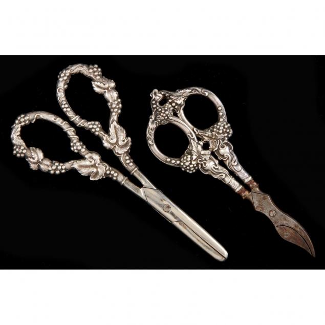 two-pairs-of-sterling-silver-grape-shears