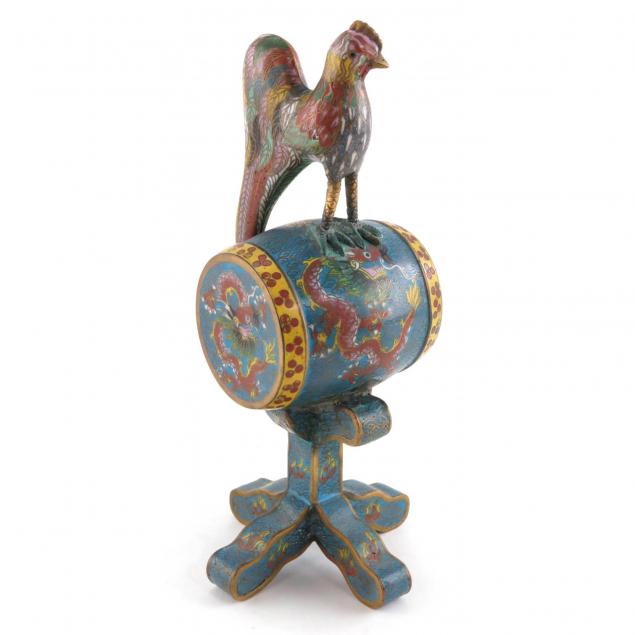 cloisonne-rooster-on-barrel-sculpture