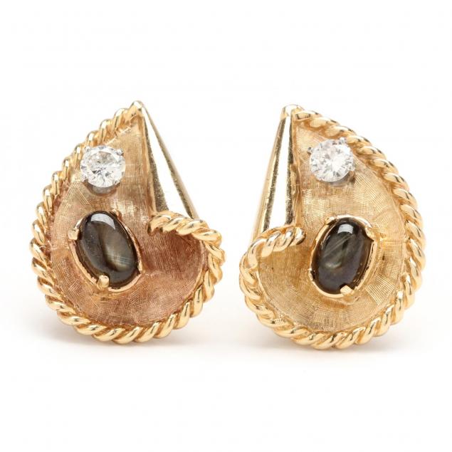 14kt-diamond-and-black-sapphire-earrings