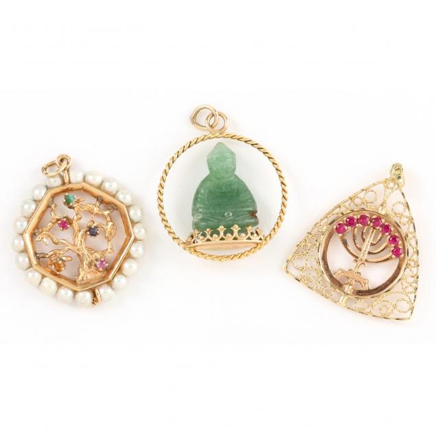 three-14kt-gold-and-gem-set-charms