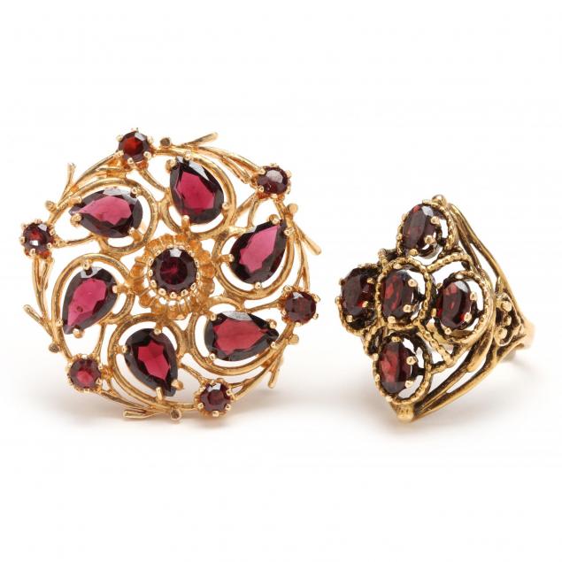 14kt-garnet-ring-and-pendant-brooch