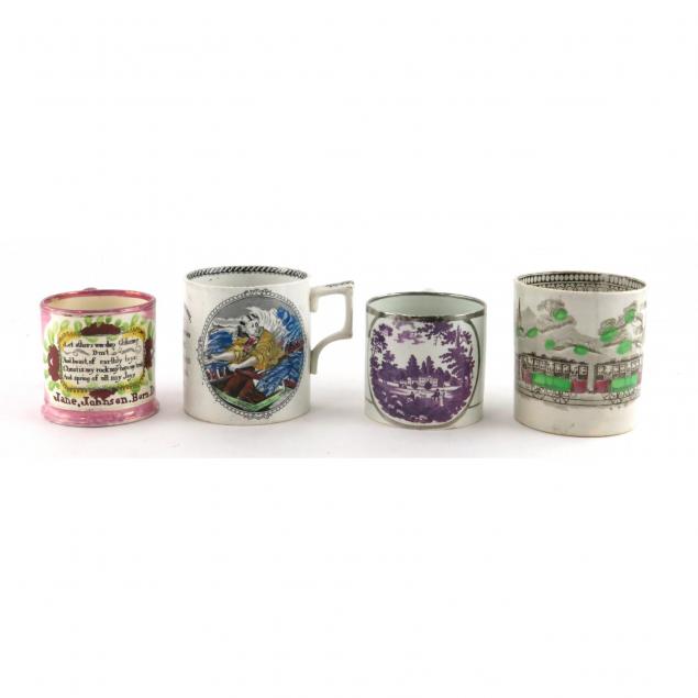 four-antique-pearl-ware-mugs