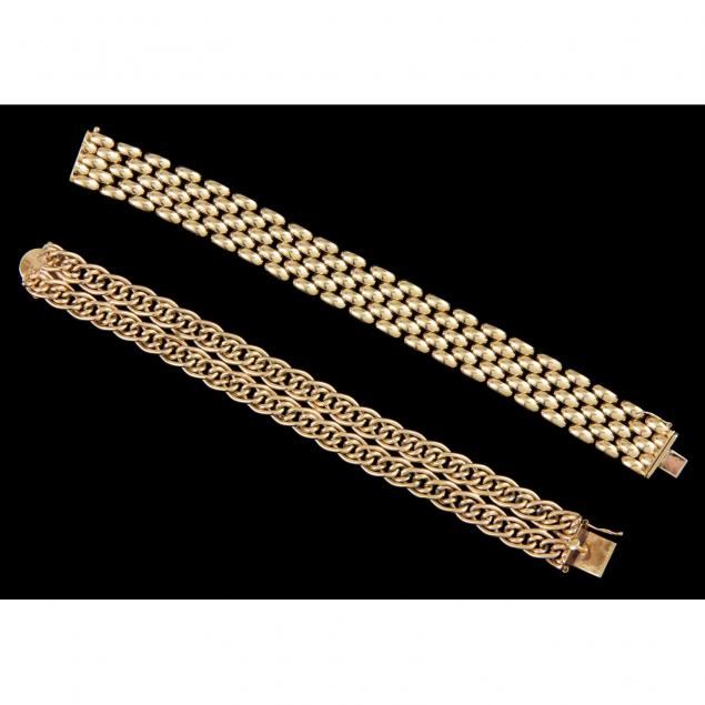 two-14kt-yellow-gold-bracelets
