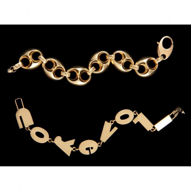 two-14kt-gold-bracelets