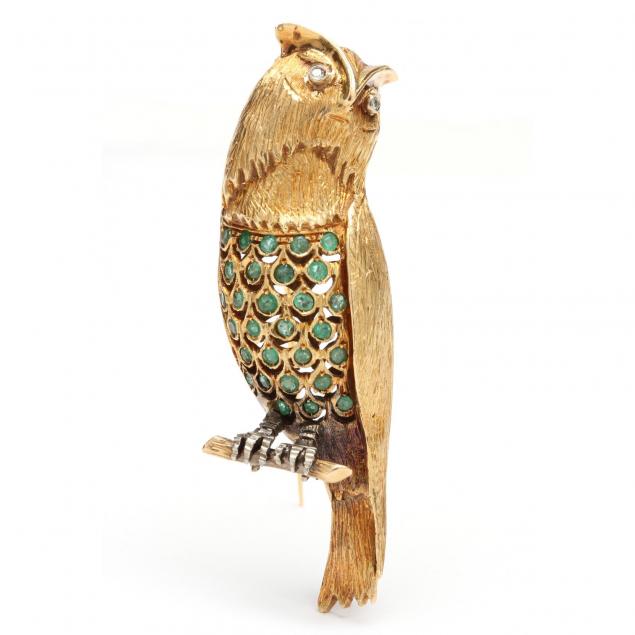 18kt-emerald-and-diamond-figural-brooch