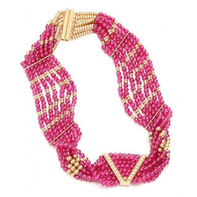 18kt-diamond-and-glass-bead-choker-necklace