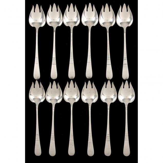 set-of-12-gorham-modern-american-sterling-silver-ice-cream-forks