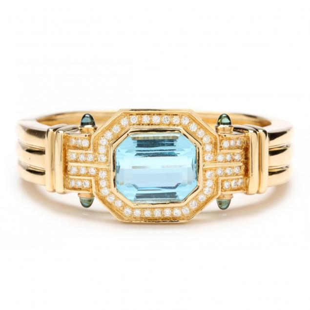 18kt-topaz-diamond-and-tourmaline-cuff-bracelet