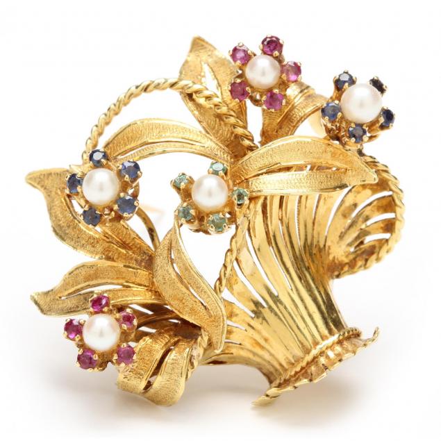 18kt-pearl-and-gem-set-brooch