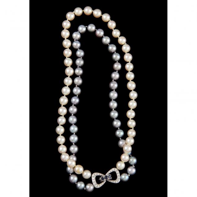 double-strand-white-and-gray-pearl-necklace-with-diamonds-and-sapphires