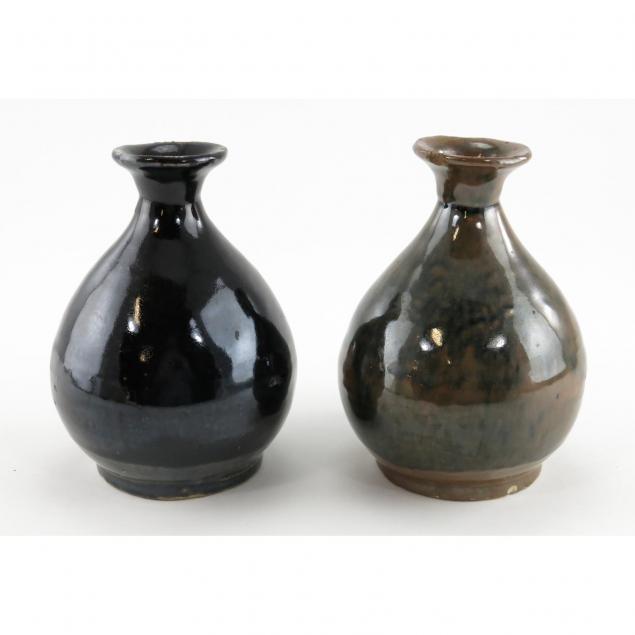 pair-of-japanese-stone-glazed-sake-jugs