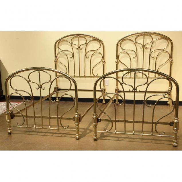pair-of-art-nouveau-brass-beds