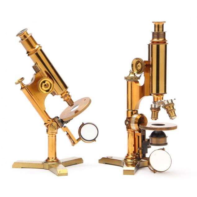 two-bausch-lomb-brass-microscopes