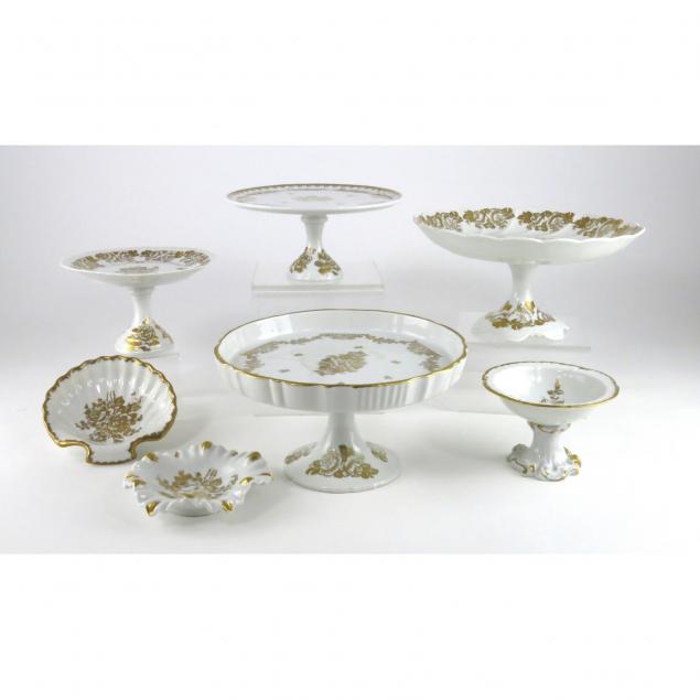 seven-pieces-of-french-hand-painted-and-gilt-porcelain