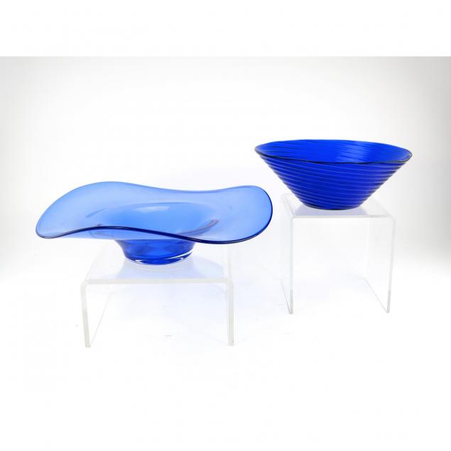 two-contemporary-blue-glass-serving-bowls