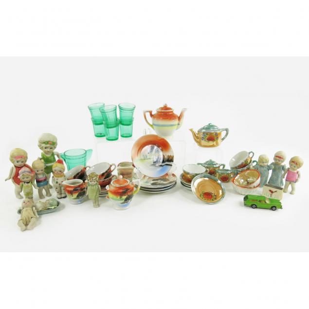group-of-vintage-china-dolls-child-s-tea-sets