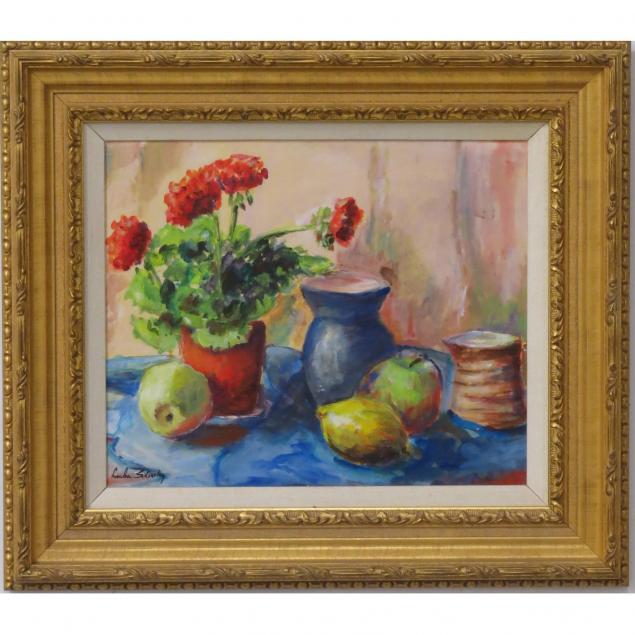 luba-silinska-american-20th-c-still-life-with-geraniums