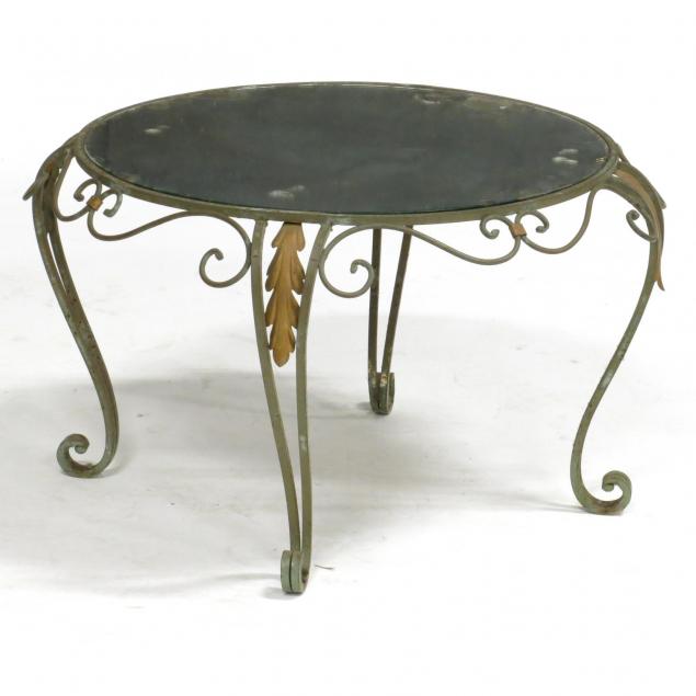 vintage-wrought-iron-cocktail-table-with-mirrored-glass-top