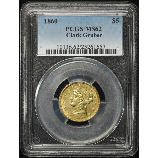 colorado-territorial-gold-1860-clark-gruber-5-pcgs-ms62