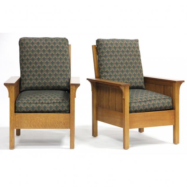 pair-of-stickley-armchairs