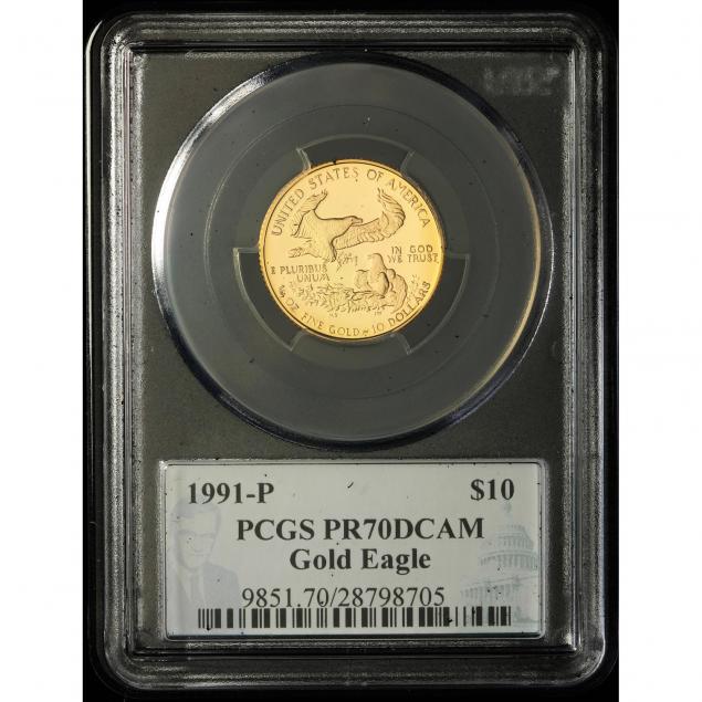 1991-p-10-gold-1-4-oz-eagle-pcgs-pr70dcam