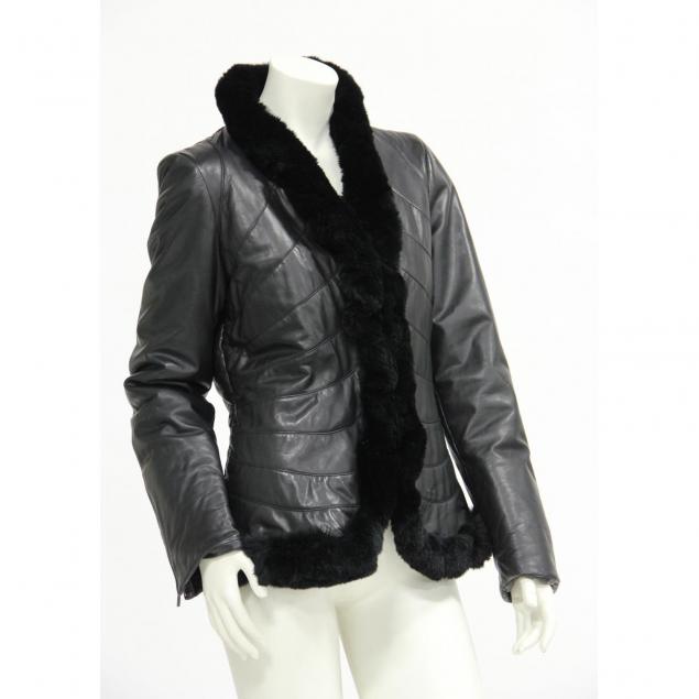 ladies-black-leather-jacket-armani-collection