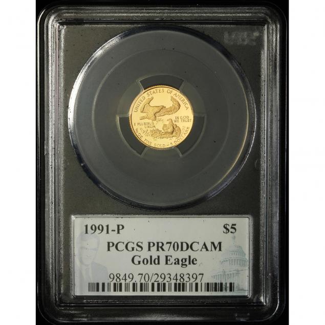 1991-p-5-gold-1-10-oz-eagle-pcgs-pr70dcam