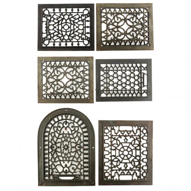 six-antique-cast-iron-decorative-grates