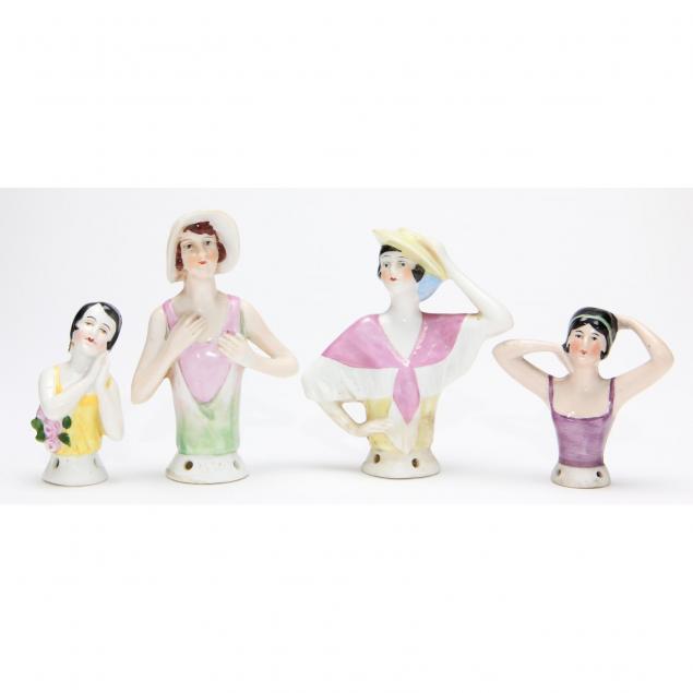 four-german-porcelain-flapper-half-dolls