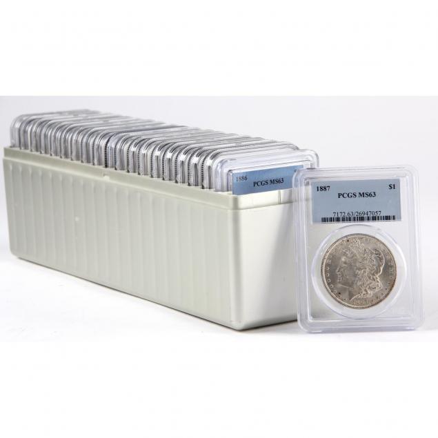 twenty-ms63-morgan-silver-dollars