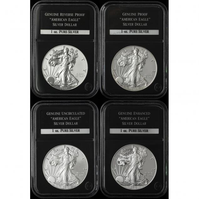 four-american-silver-eagles