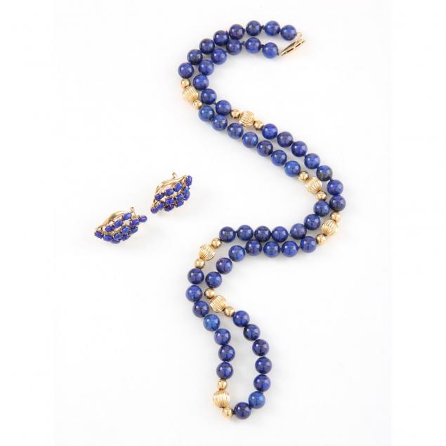 14kt-lapis-bead-necklace-and-ear-clips