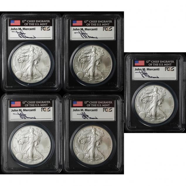 five-2013-american-silver-eagles-pcgs-ms69-first-strike