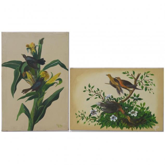 two-mid-century-paintings-of-birds
