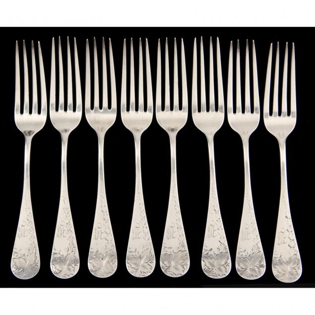 set-of-eight-bright-cut-sterling-silver-forks