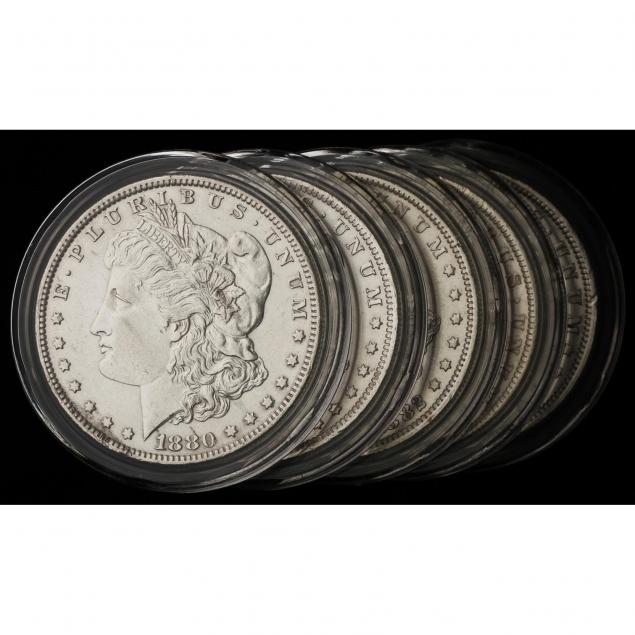 five-new-orleans-mint-morgan-silver-dollars