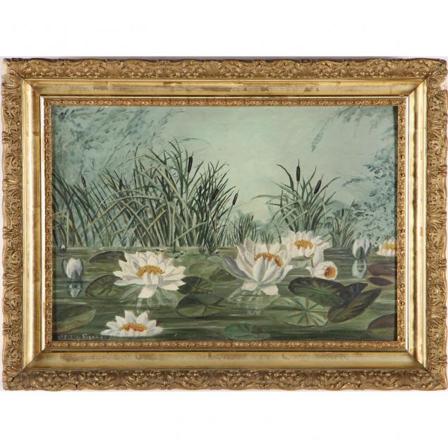 victorian-oil-painting-of-waterlilies