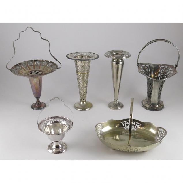 six-vintage-silverplate-floral-centerpieces