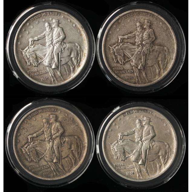 four-1925-stone-mountain-commemorative-half-dollars