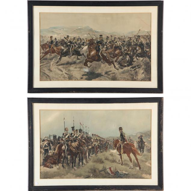 richard-caton-woodville-english-1856-1927-pair-of-handcolored-battle-lithographs